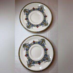 Set of 2 Royal Worcester saucers in the "Doncaster" pattern Fine China